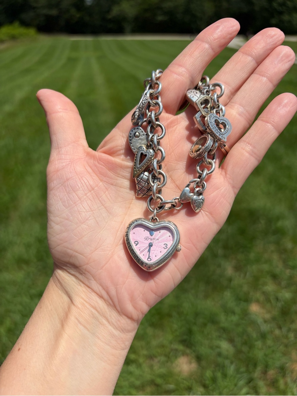 Brighton Silver Plated Power Of Pink Breast Cancer Watch Charm Bracelet Untested